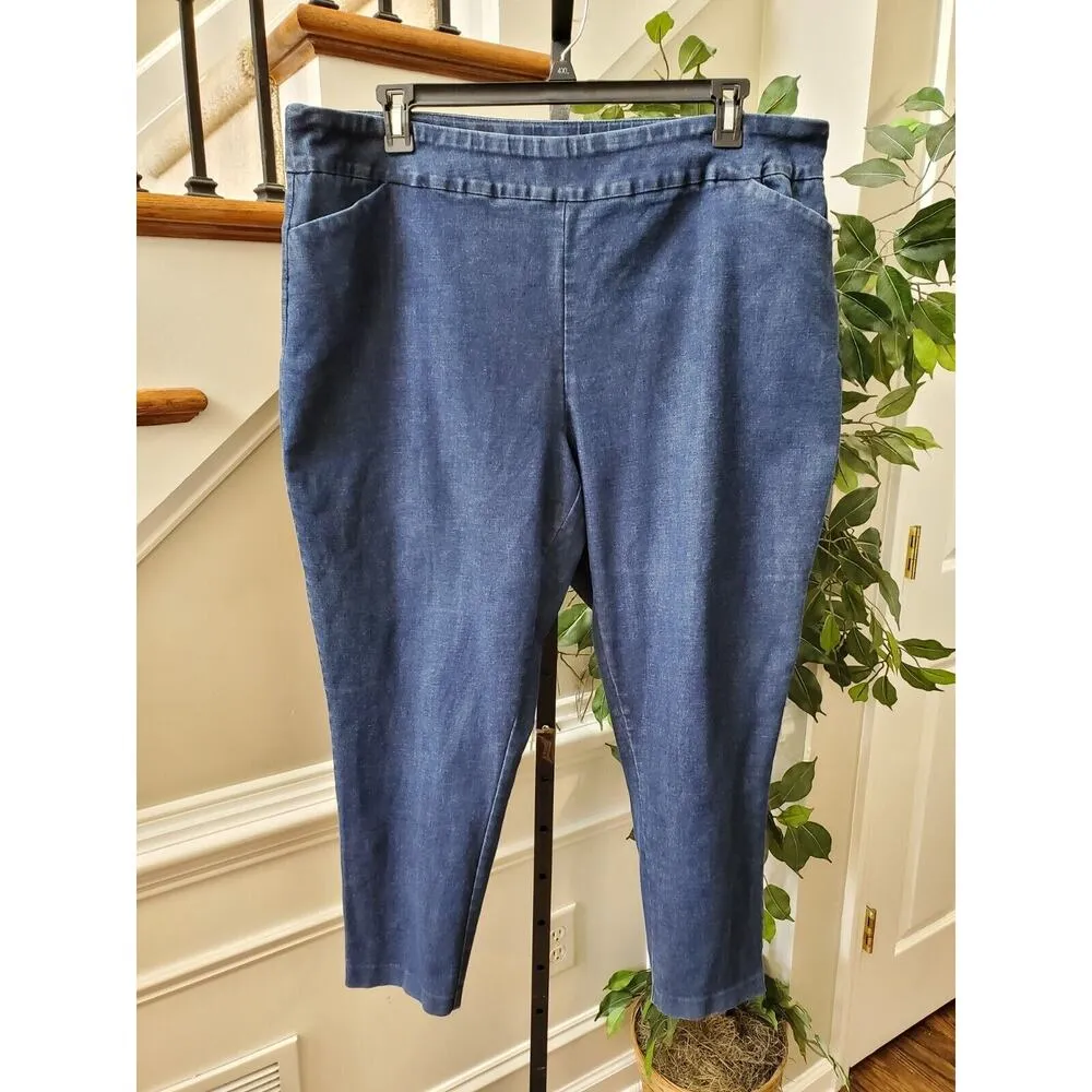 Est. 1946 Women's Blue Denim Cotton Pull On Skinny Fit Classic Jeans Pants 22W - Image 12