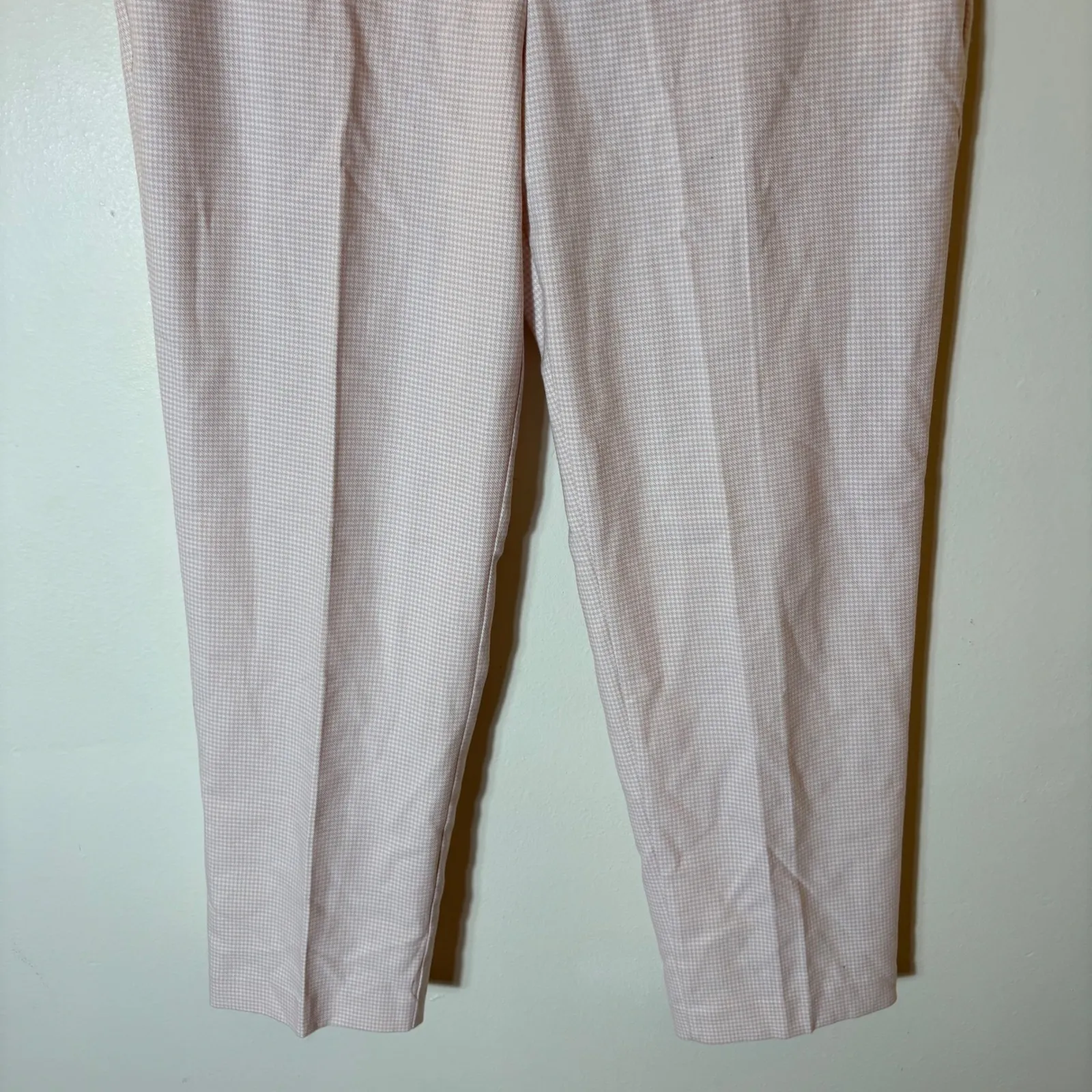 LOFT Pink Gingham Ankle Trouser Pants Size 8 - Image 3