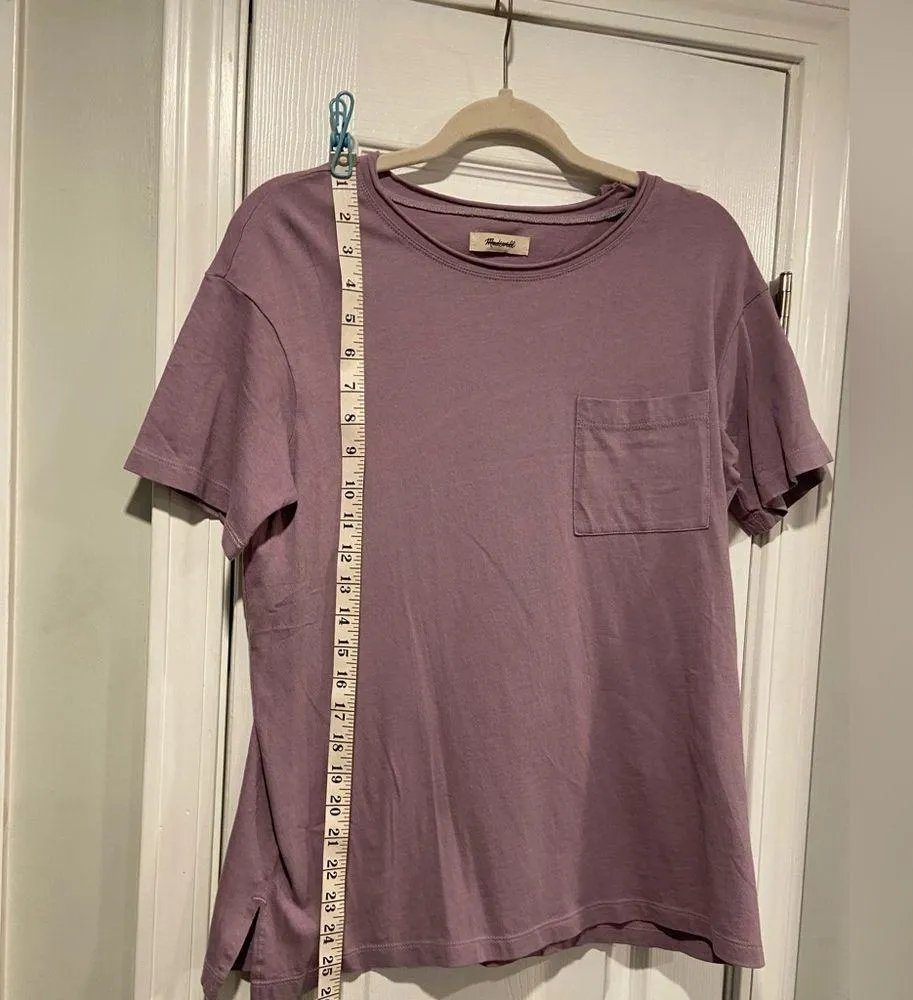 NWOT Madewell Size XS Lavender Short Sleeve Crew Split Hem Pocket Tee Shirt - Image 12