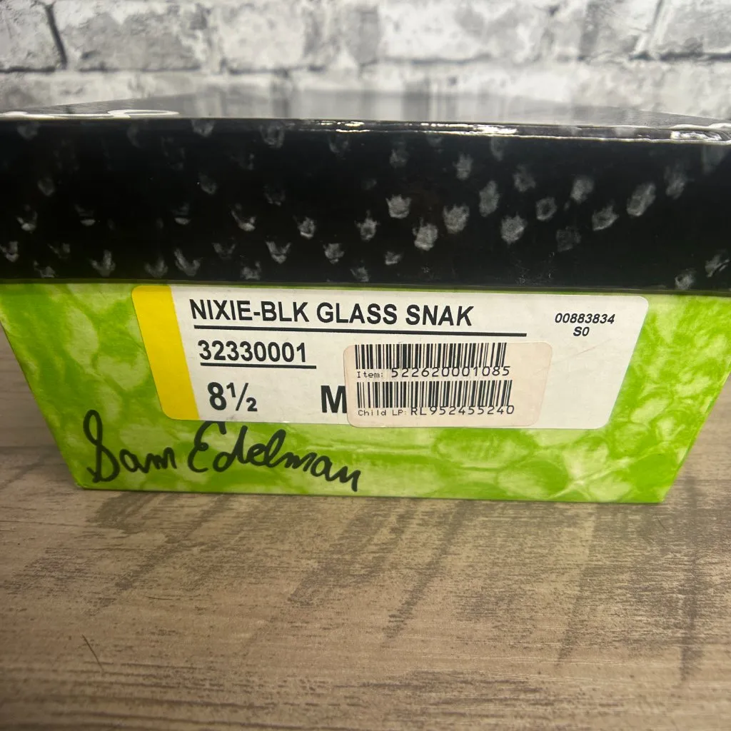 EUC Sam Edelmen Nixie Black Glass Snake Heels Size 8.5 IN BOX - Image 16