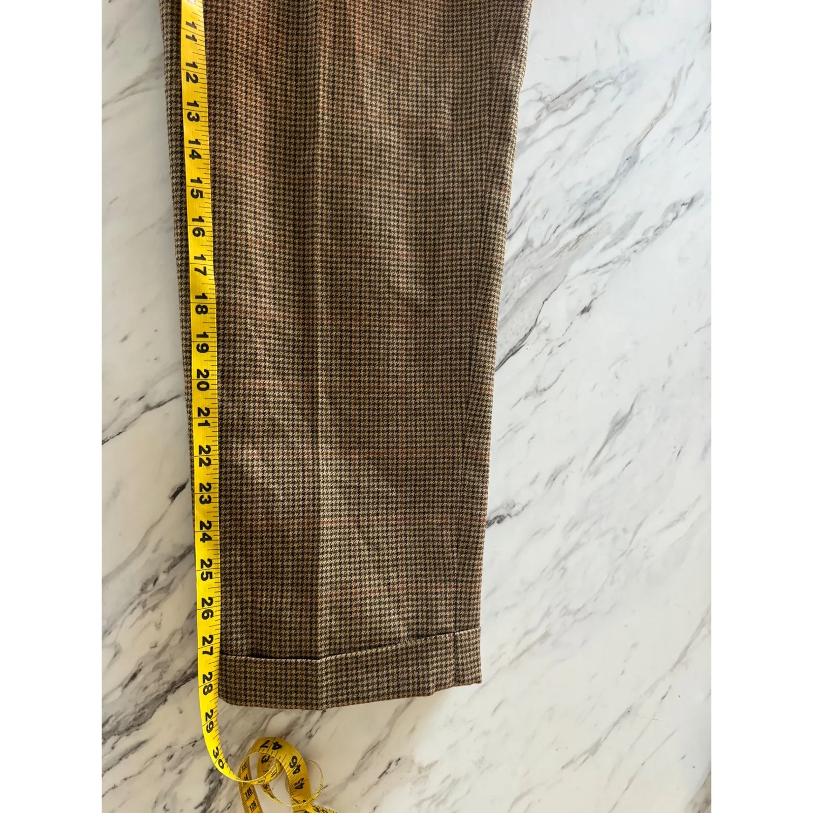 Lauren Ralph Lauren Petite Houndstooth Wool Blend Career Trousers Camel 10P - Image 8