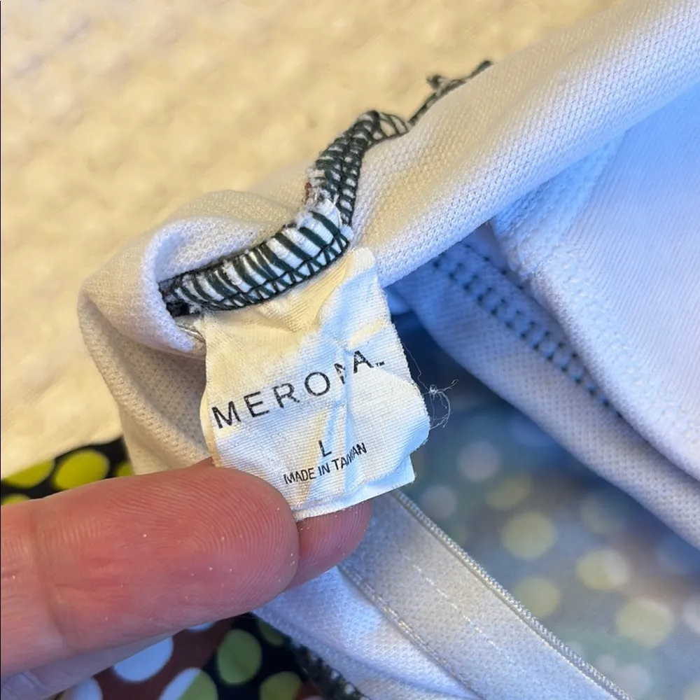 MERONA Tankini Halter Swimsuit Top Size LARGE Colorful Print Green Yellow - Image 10