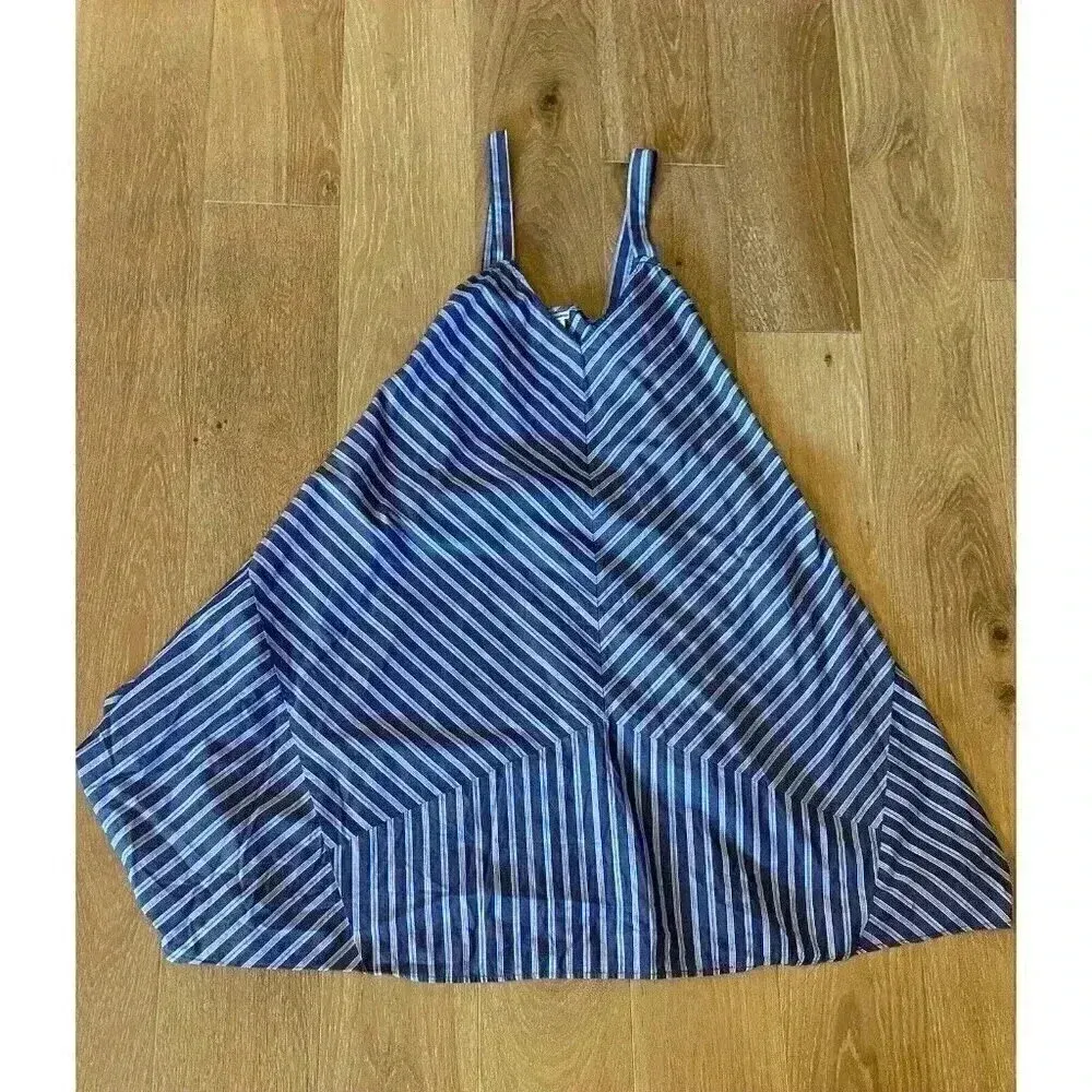 Holding Horses Anthropologie Blue Stripe Handkerchief Dress Size XS/S‎ Tie Back - Image 2