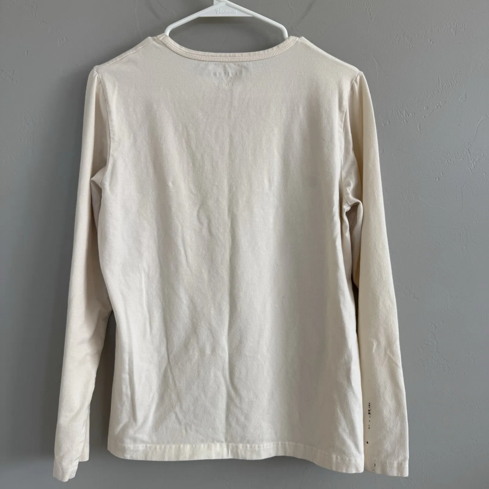 WoolRich Long Sleeve Crew Neck T-Shirt Woman’s Size M Ivory Cream Off White - Image 3