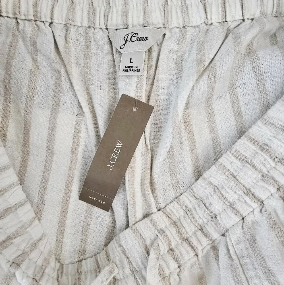 J.Crew Soleil pant in striped linen Size L - Image 7