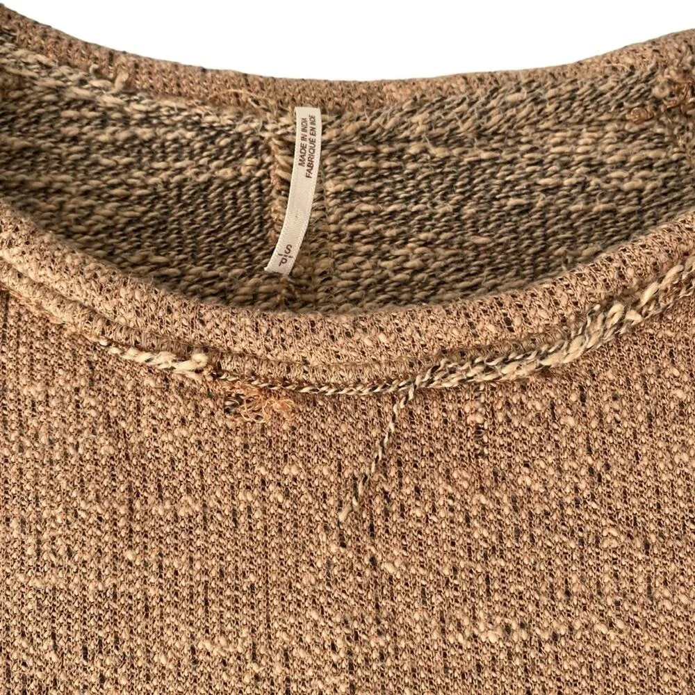 Free People Jade Tan Pullover Knit Crop Sweatshirt size small - Image 6
