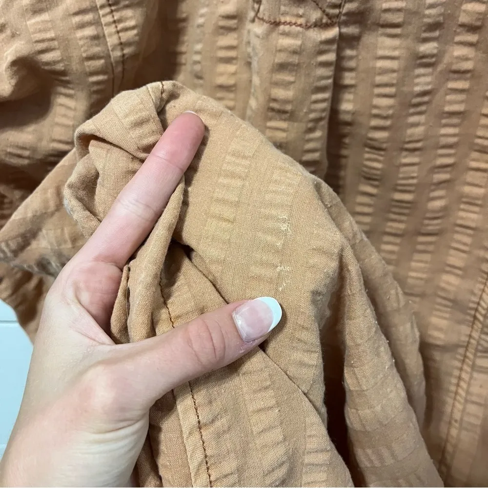 Anthropologie Pilcro Seersucker Tunic Buttondown in Dark Orange - Image 11