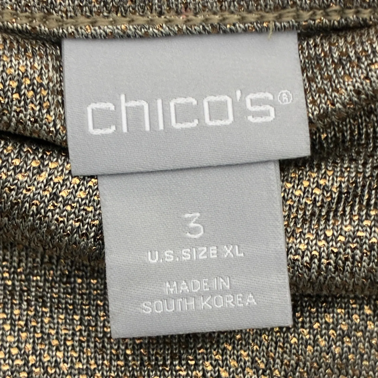 Chico’s Metallic Cowl Neck Long Sleeve Top Womens XL Gold Shiny Streth Glam NYE - Image 6