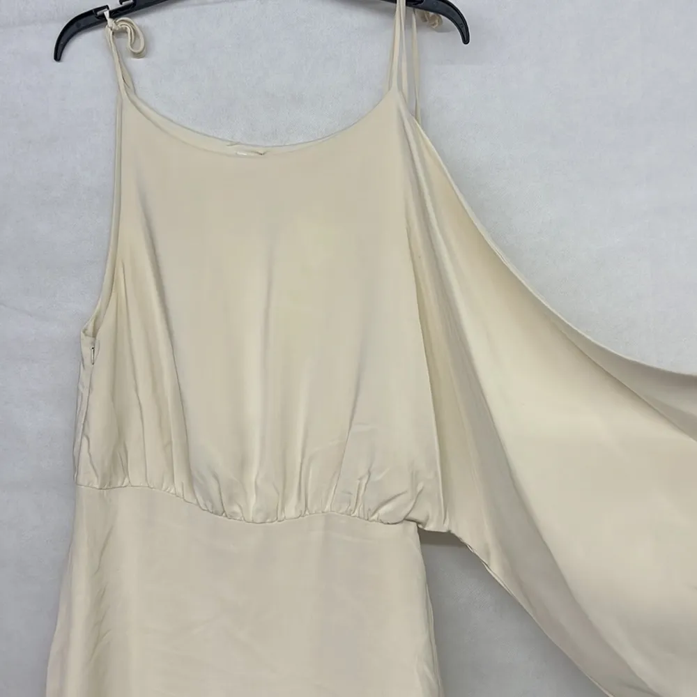 Womens Alexis Wesley One-Shoulder Silk Mini Dress Size Large Cream silk party - Image 7