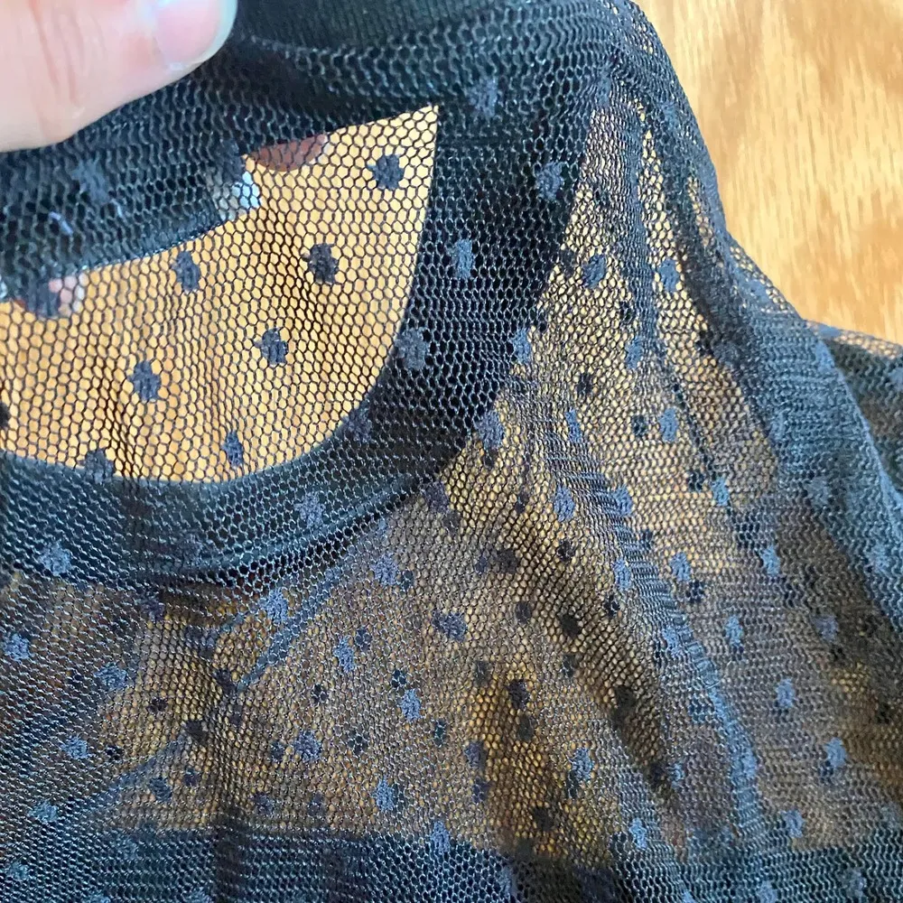 Lush Sheer Black Lace Whimsygoth Polka Dot T-Shirt Blouse Womens Small - Image 8