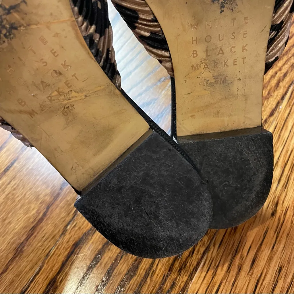 White House Black Market Ruffled Cheetah Leopard Print Sandals - Image 4