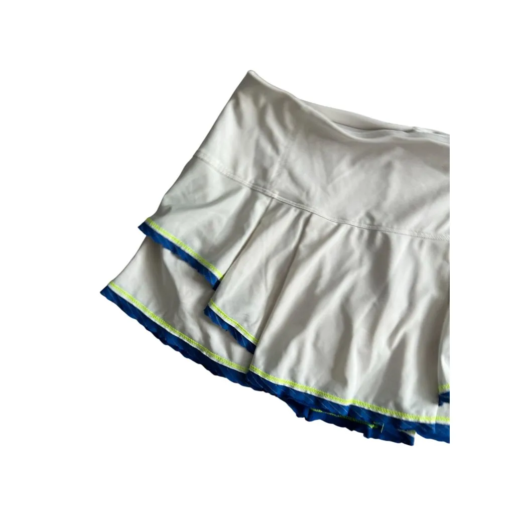 LUCKY IN LOVE White Blue Green Ruffle Tiered Pickleball Tennis Skort Size Medium - Image 2