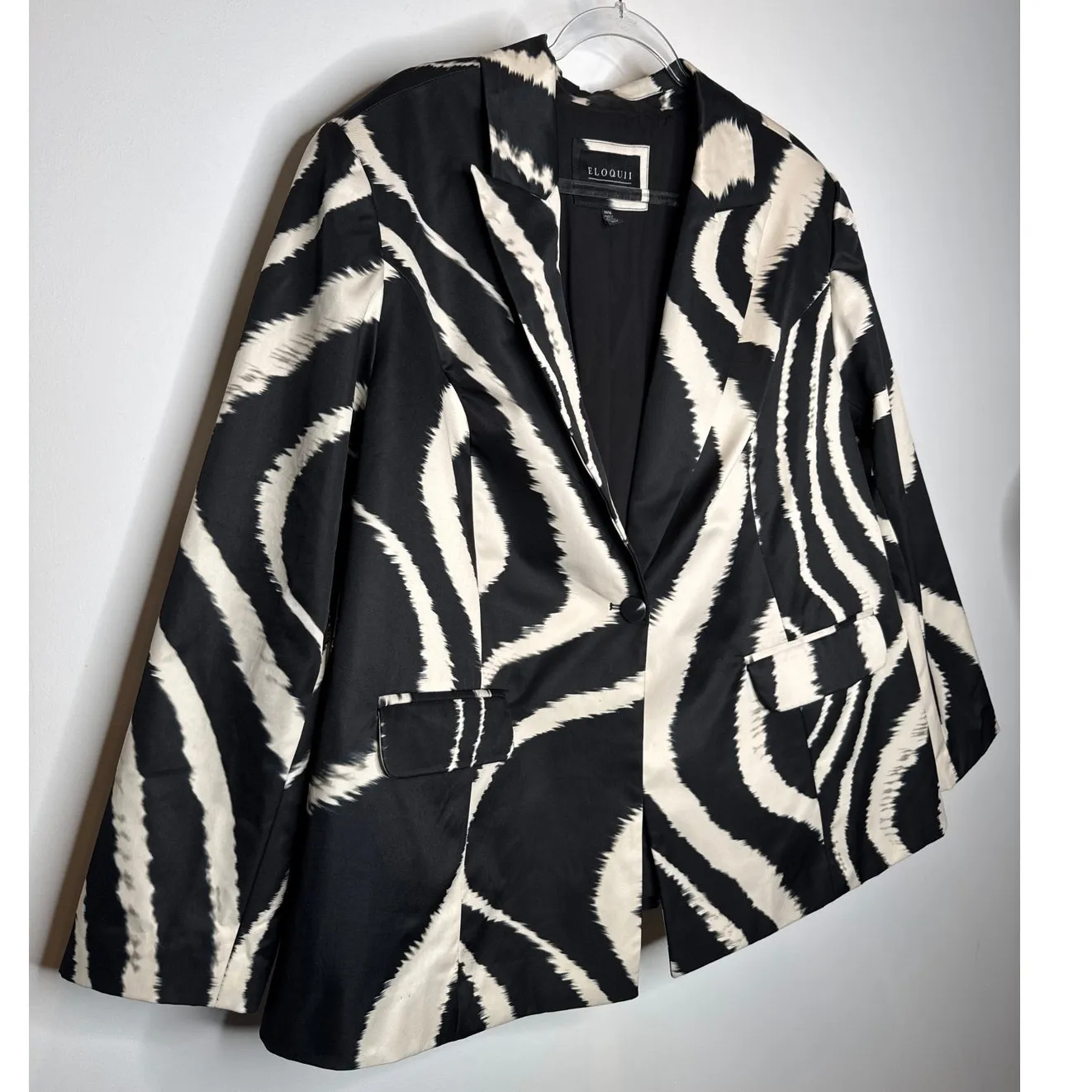 Eloquii Modern Black Ivory Zebra Print Blazer Plus Formal Dressy Size 14/16 - Image 5