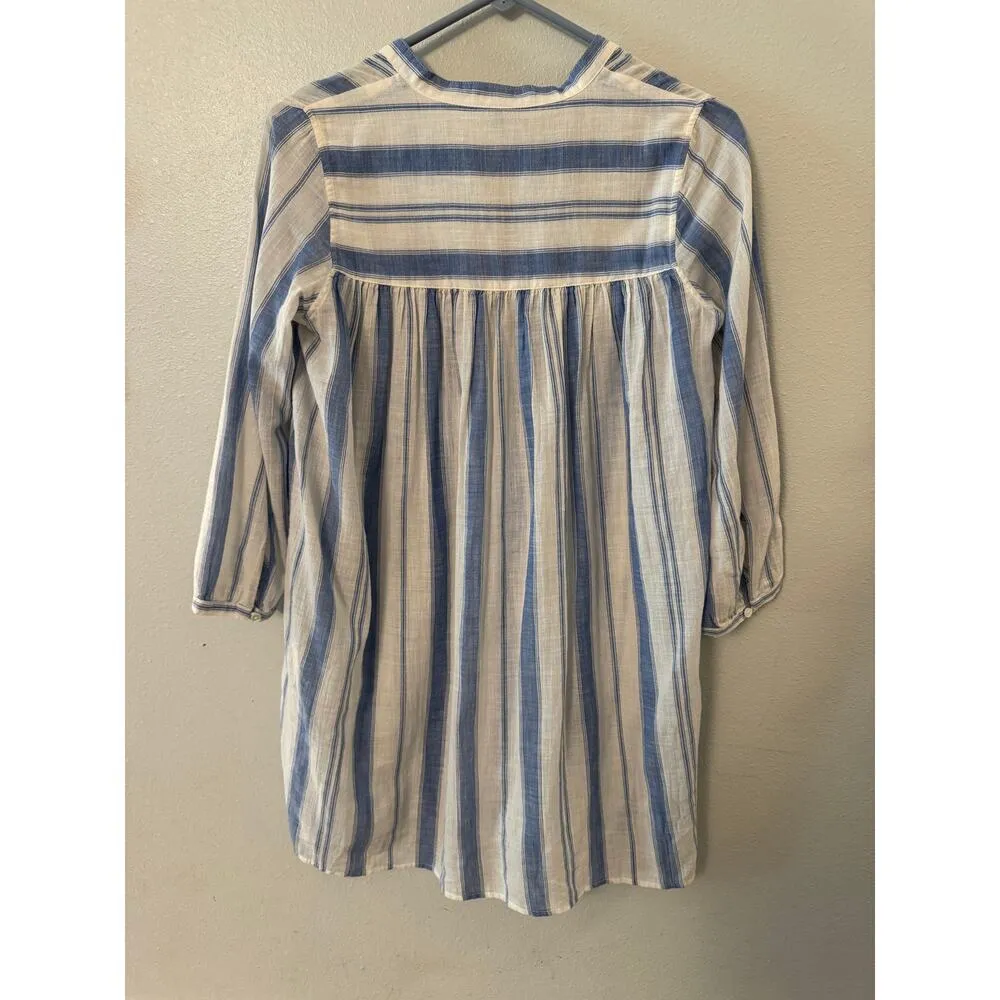 J Crew cotton v-neck bathing suit cover blue and white striped women's XXS - Image 2