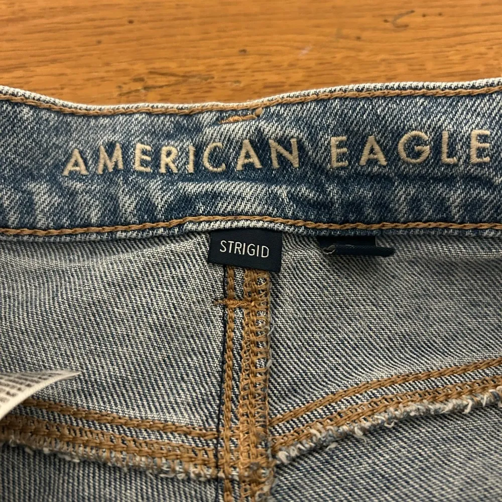 American Eagle SHORT Strigid Highest Rise Baggy Straight Jeans Blue 000 … - Image 10