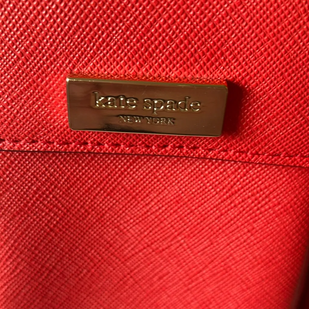 Kate Spade: Kirstie Geranium Red Newbury Lane Wallet- Wrstlet- Gold Tone - Image 2