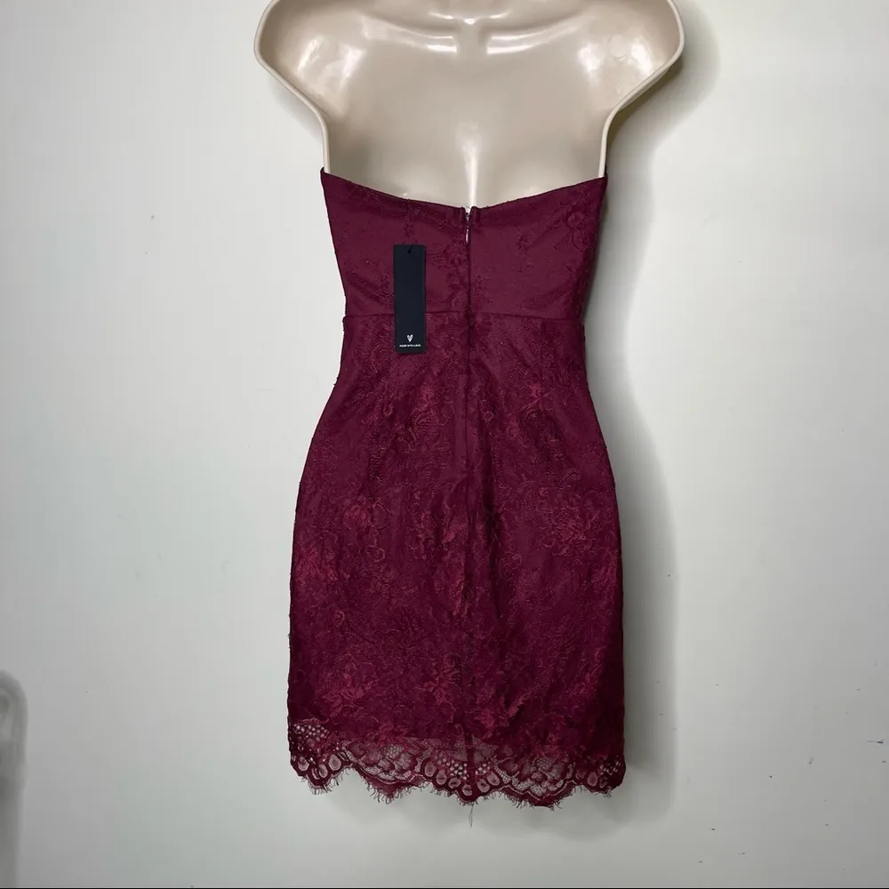 New Lulus Love That Can Last Burgundy Lace Strapless Mini Dress size XS - Image 6