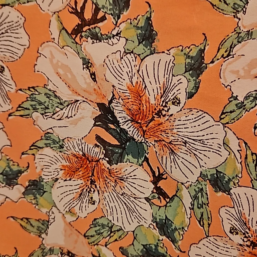 MAX STUDIO Geometric Floral Print Smocked Waist Dress Coral Green Hibiscus L NWT - Image 5