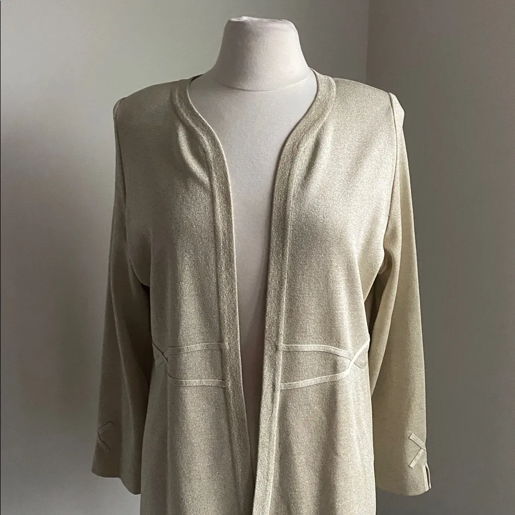 MISOOK Open-Front Cardigan Womens Sz Large Gold Champagne Metallic - Image 3