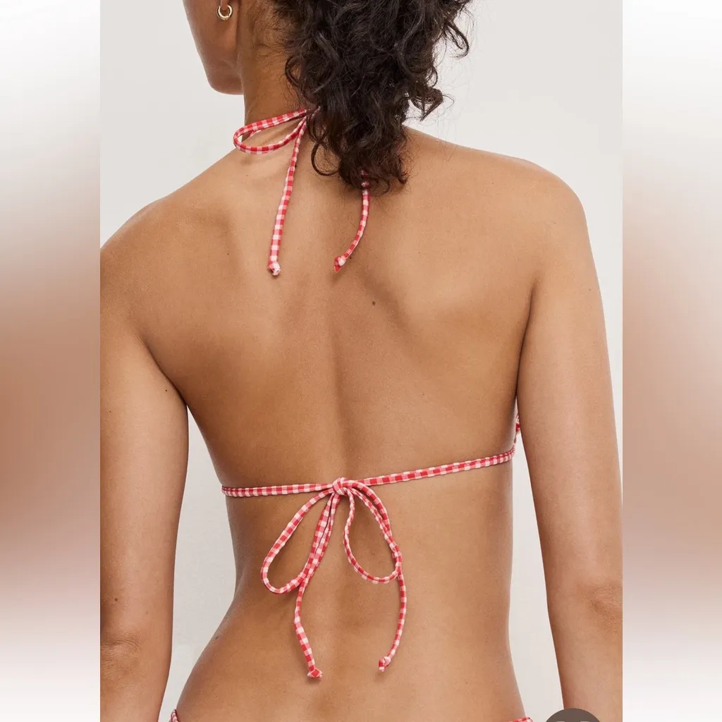 Good American Gingham Lattice Edge Bikini Top - Image 3