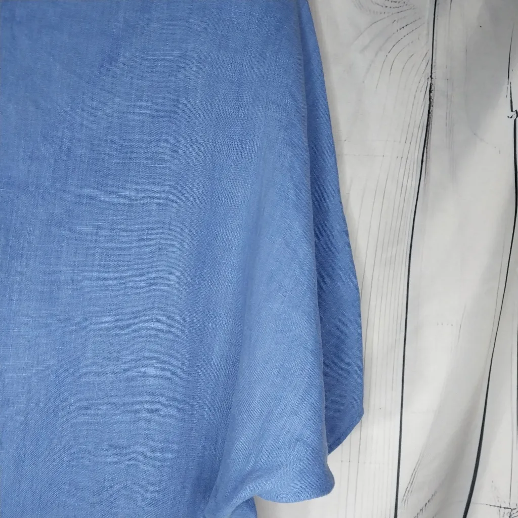 Zara Basic 100% Linen Blue V-Neck Dress Size S - Image 8