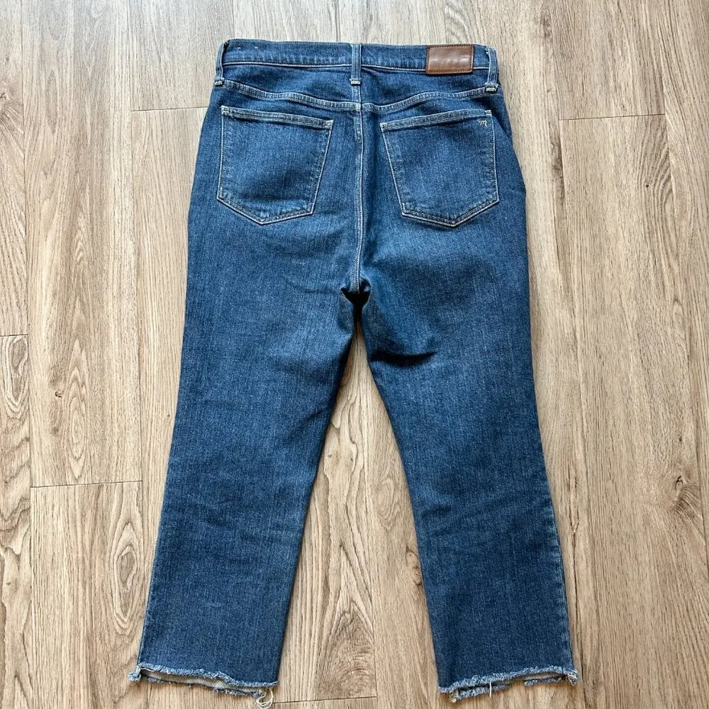 Madewell Dark Wash Slim Demi Bootcut Jeans with Raw Hem Size 29 - Image 6