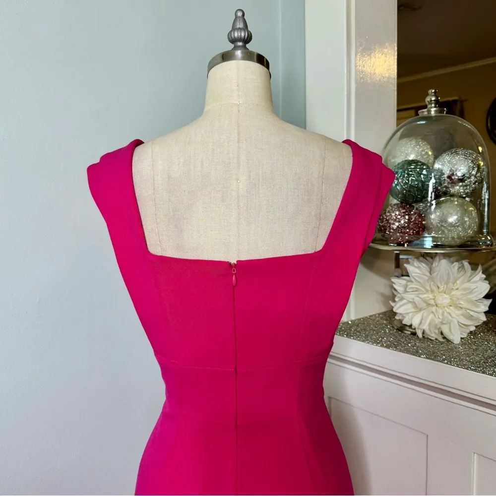 Calvin Klein Pink Sheath Dress Floral Scoop Neckline Size 4 - Image 6