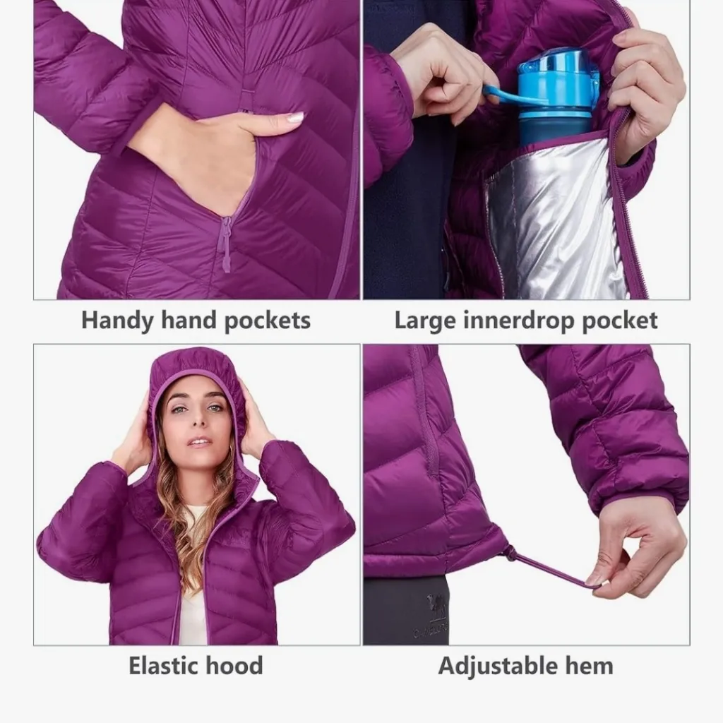 Camel Crown Packable Down Puffer Jacket XL Red - Image 7