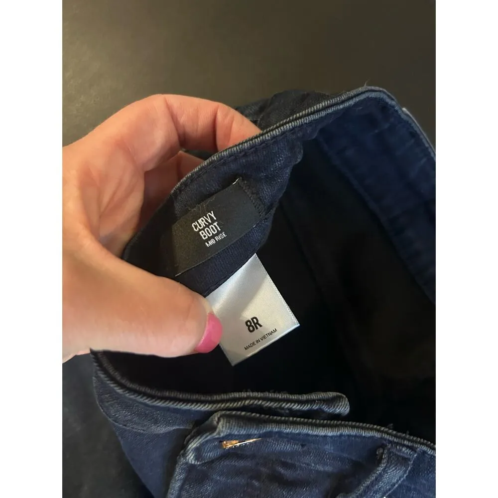 EXPRESS  Darkwash Women Jeans in size 8R Curvy Bootcut Classic Closet Stape - Image 4