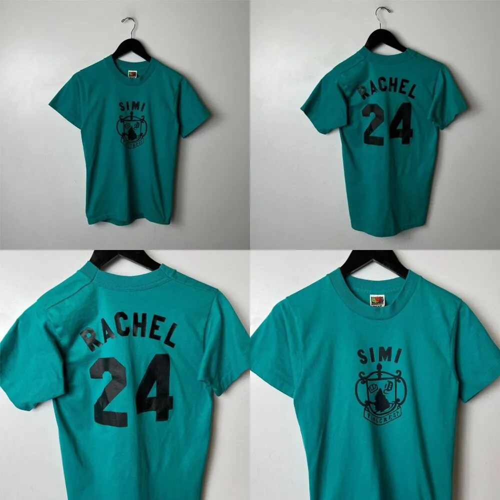 Fruit of the Loom Best Simi Pinecrest T-Shirt XS Womens Rachel 24 Green Vintage - Image 15