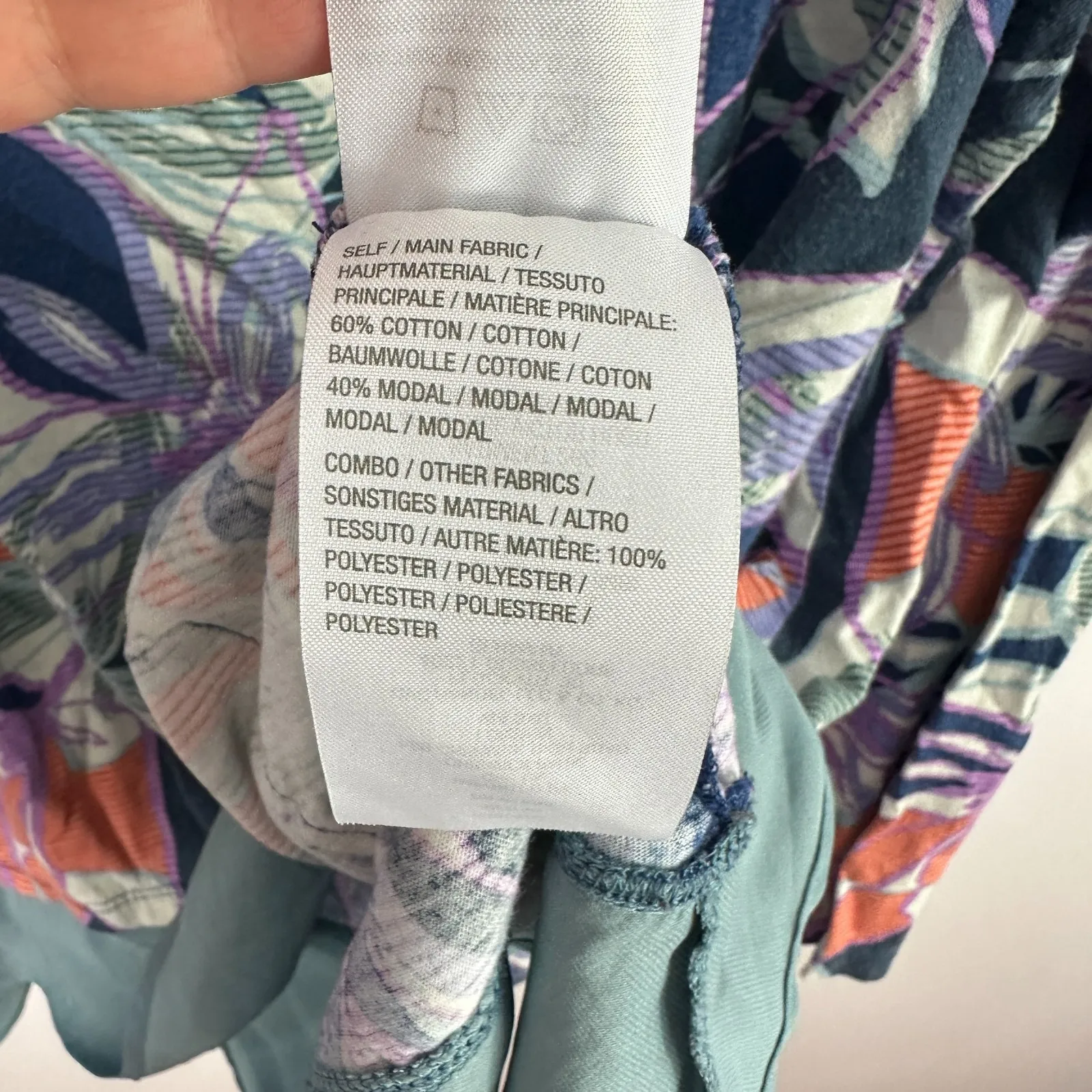 LOGO Lori Goldstein Top XL Multicolor Floral Print Tunic Boho Layered Hem‎ Artsy - Image 6