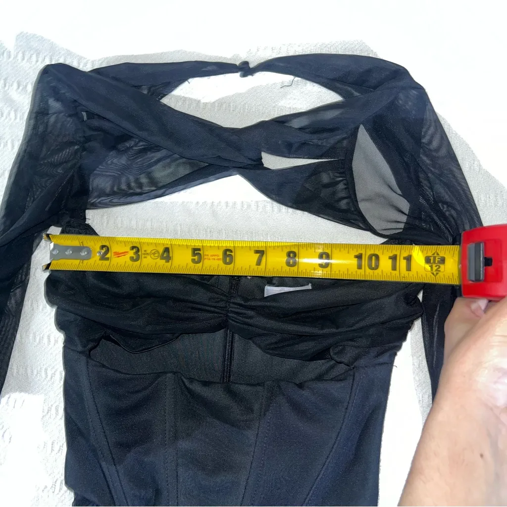 Oh Polly Nirvana Long Sleeved Ruched Mini Dress Black Womens Size 2 Club Party - Image 11