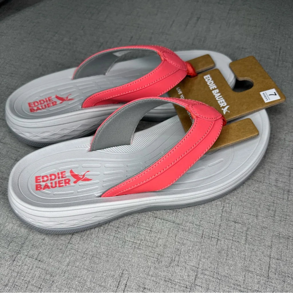 Eddie Bauer Break Point Flip Flops Coral Sandals Summer Comfy Walking Size 7 NWT - Image 7