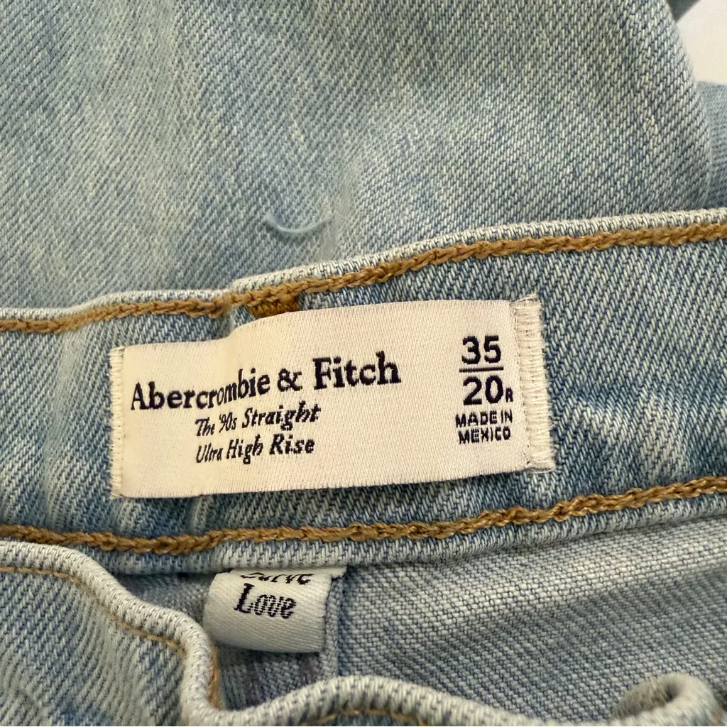 NWT Abercrombie & Fitch The 90s Relaxed Jean High Rise Curve Love SZ 35 / 20R 20 - Image 7