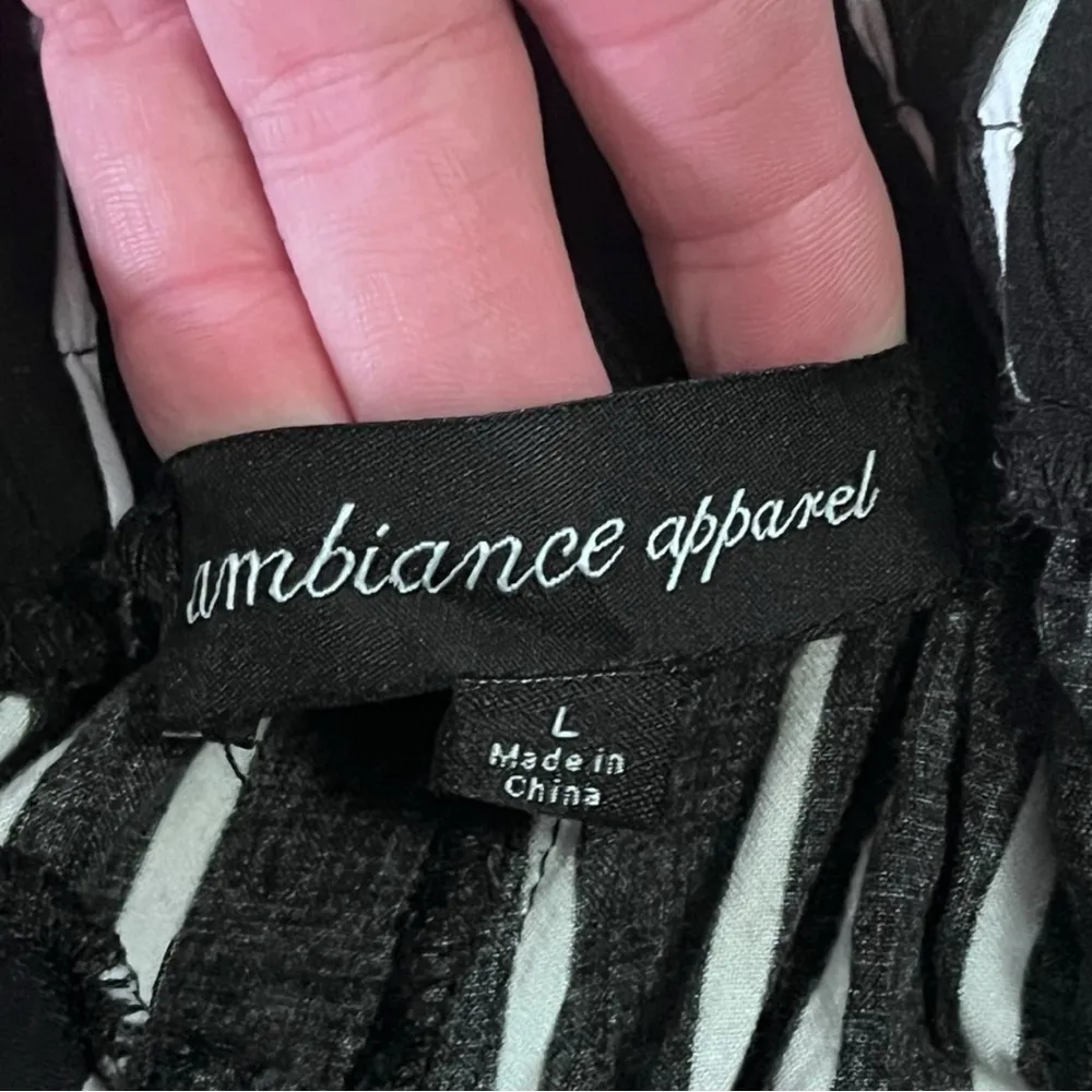 Ambiance Black White Striped Paperbag Shorts Large Mod Boho Chic Indie Vanguard Black - Image 4