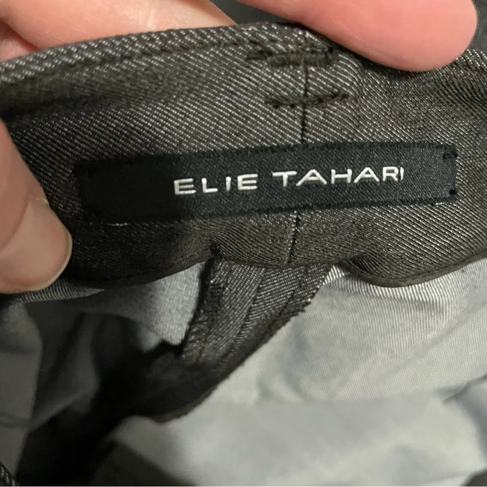 Elie Tahari Charcoal Grey Wide Leg Trouser Pants Womens 12 Dress Pants Wool - Image 6