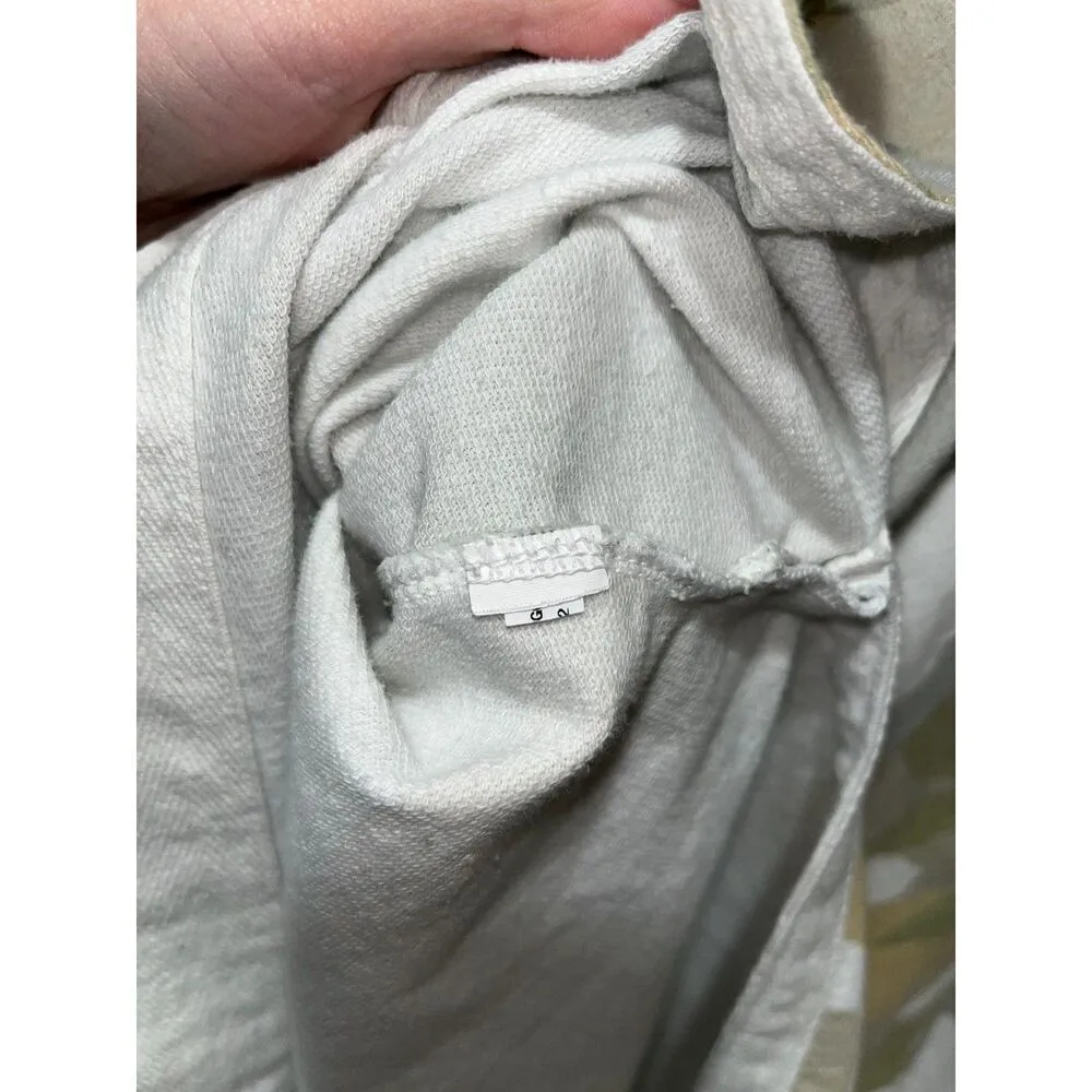 Aerie Women's Camo Hoodie Size Large Side Slits White Green Sweater Lightweight - Image 5