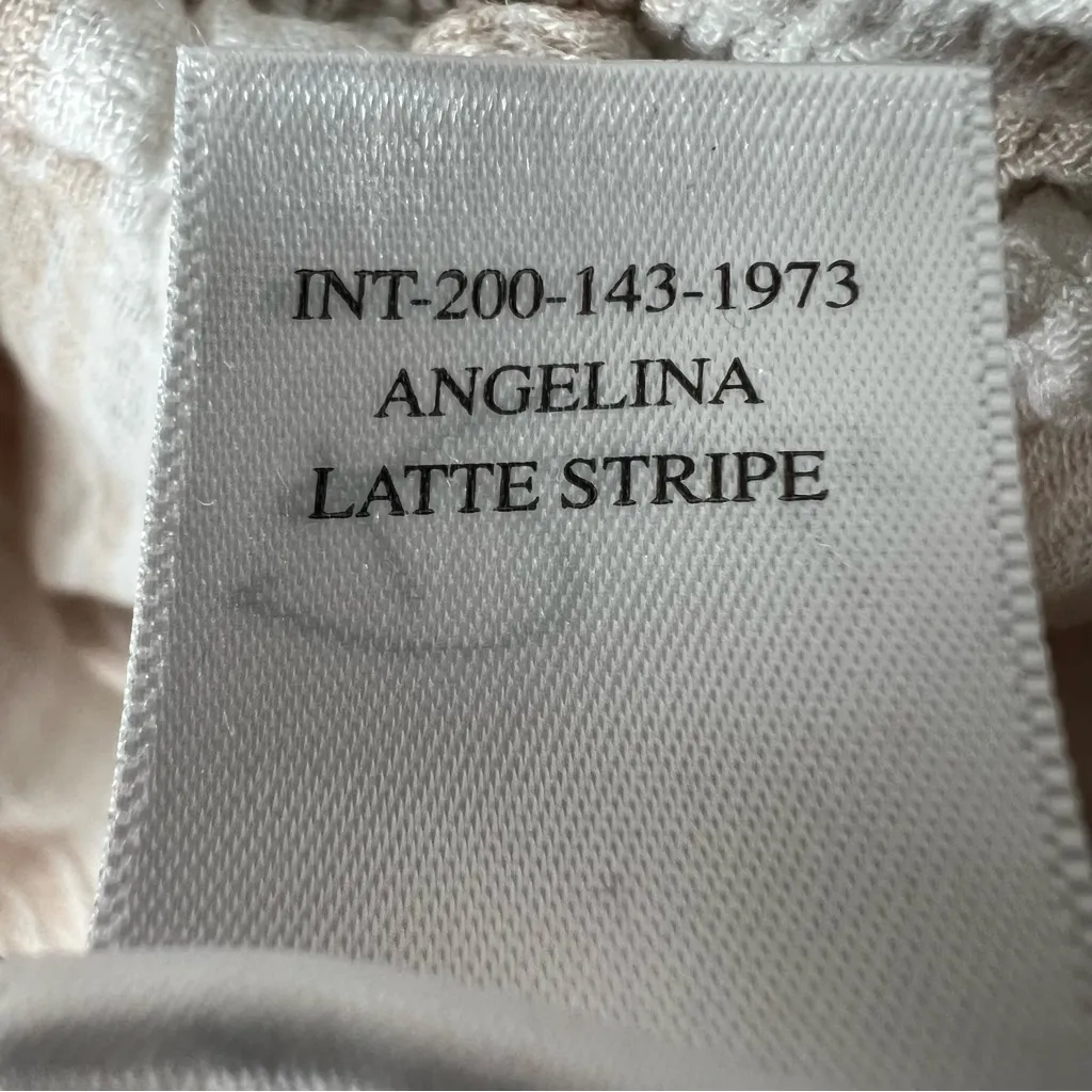 RAILS Angelina Mini Dress Latte Stripe Smocked Sz Small Linen Blend Tiered Boho - Image 10