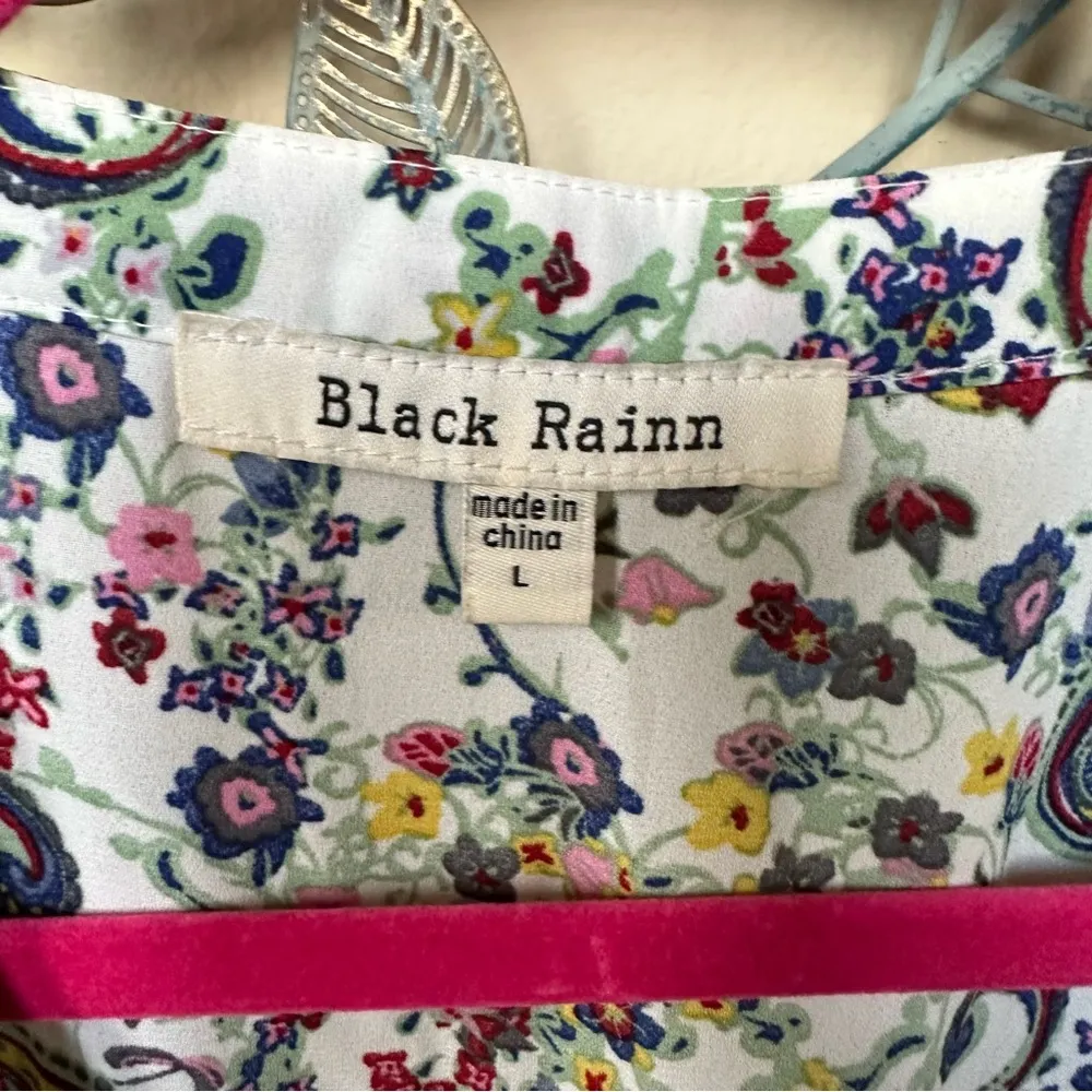 Black Rainn multicolor long sleeve top Sz L EUC - Image 5