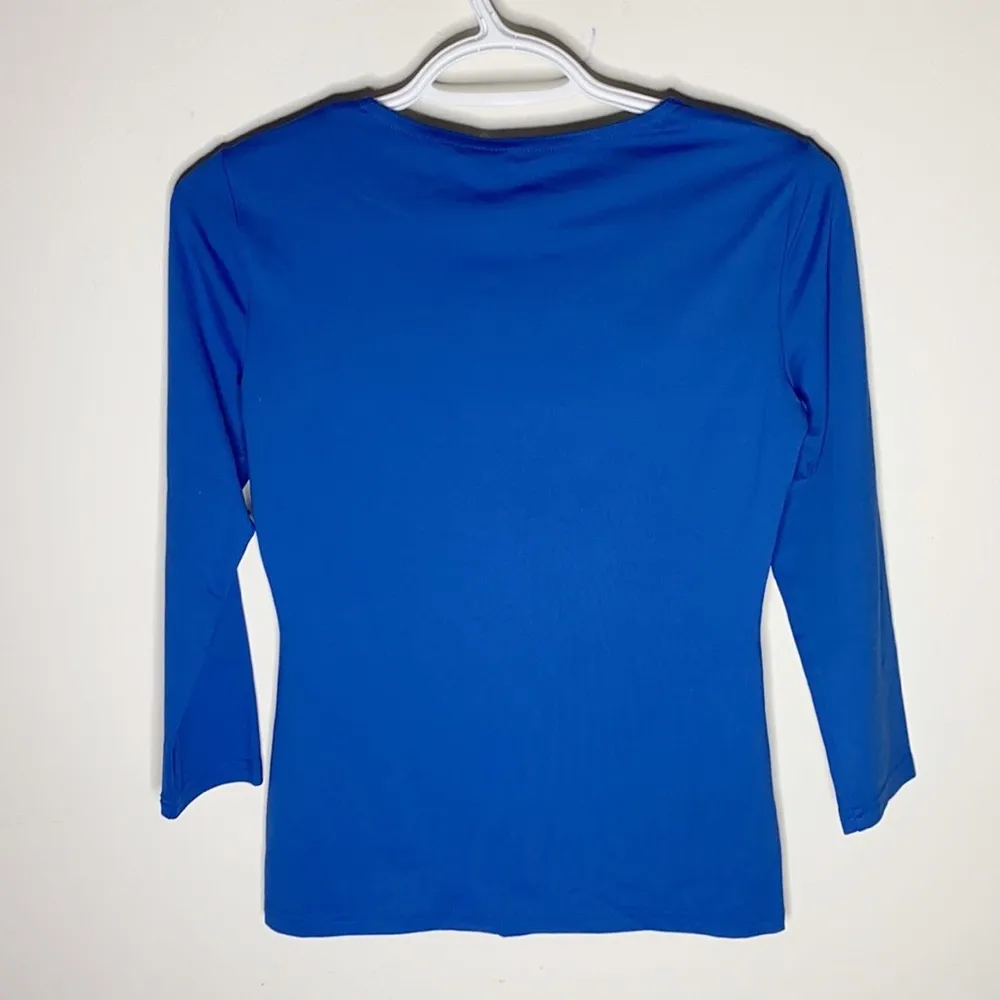 Worth Ocean Blue Open Jewel neck 3/4 sleeve top size XS - Image 2
