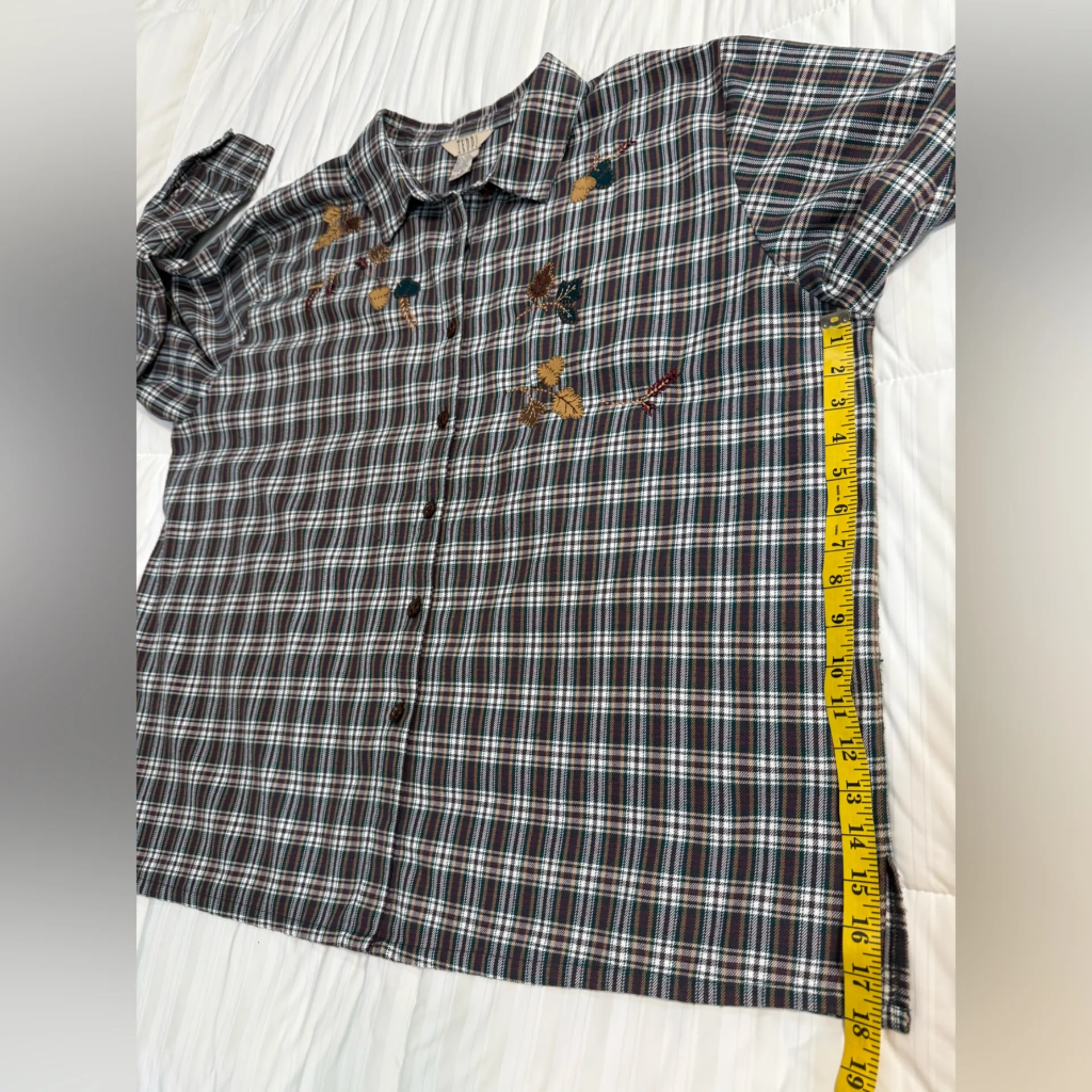 Teddi Multicolor Plaid Shirt With Fall Embroidery Size 2X - Image 6