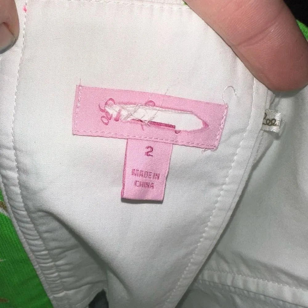 Lilly Pulitzer Lottie Stinger resort green tropical 2 strapless dress - Image 5