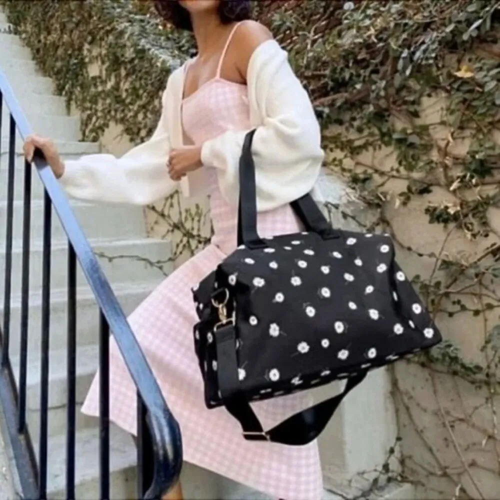 𝅺alice + olivia Black Canvas Daisy Duffle Bag - Image 2