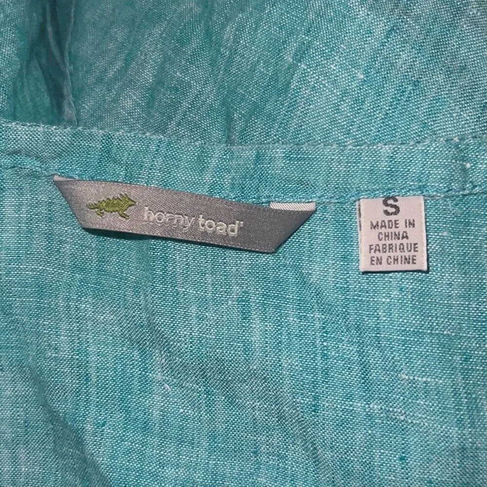 ✨Horny Toad Lithe Teal Sleeveless Tank 100% Linen Sz Small Teal Smoke Dress✨ - Image 8