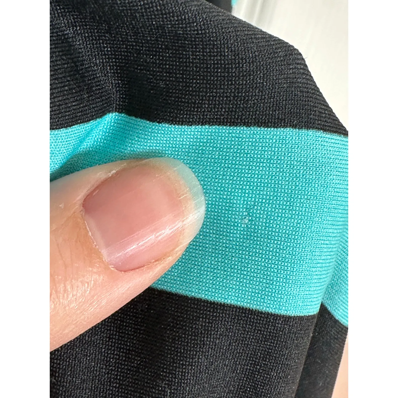 Kim Rogers Bright Aqua & Black Striped Bold Stretch Maxi Skirt Wrinkle-free S - Image 5