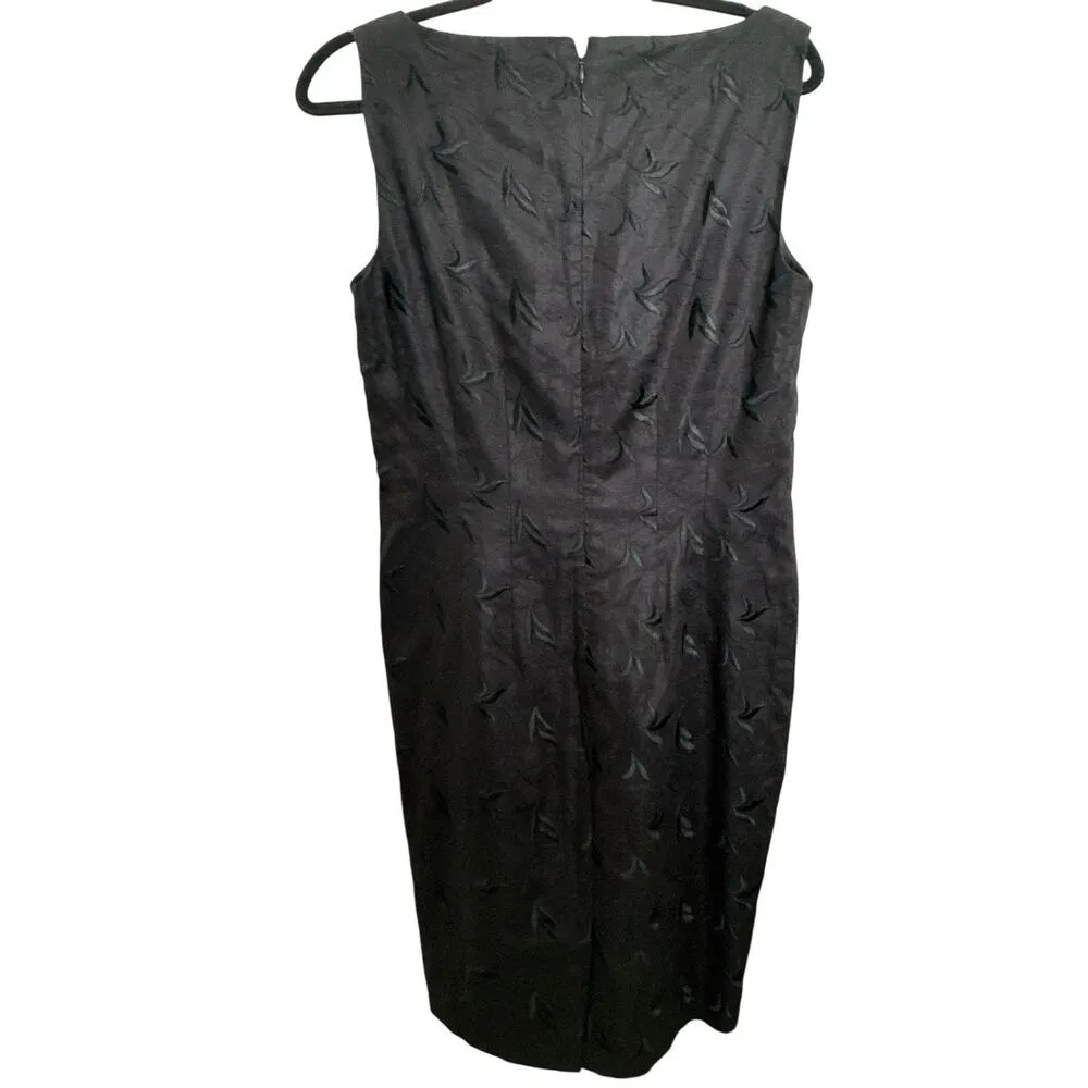 Vintage liz Claiborne career black Embroidery Dress Size 6 100%linen - Image 2