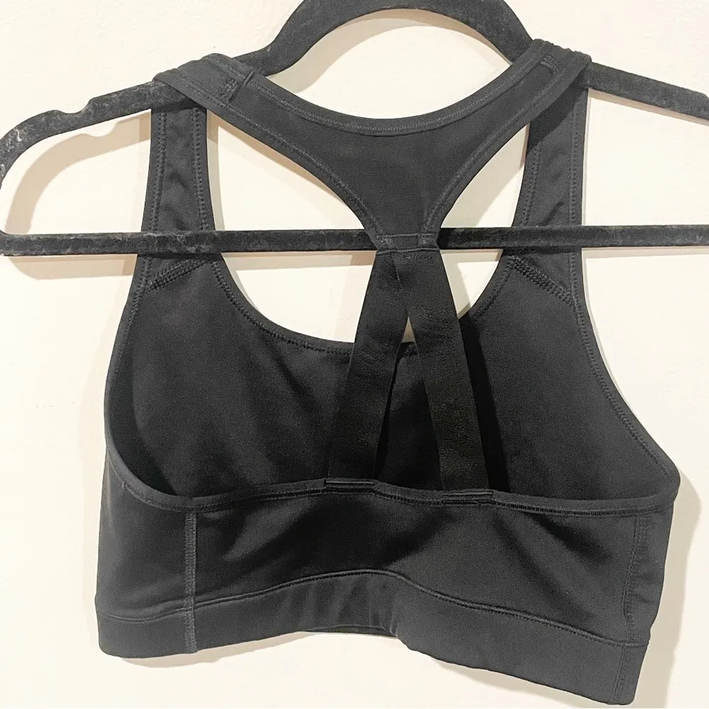 Nike Sports Bra Womens Medium Black Dri Fit Just Do It Racer Back Top Scoop Neck - Image 3