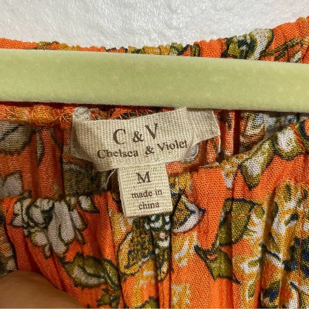Chelsea & Violet Orange Floral Tiered Midi Shift Dress Sz M - Image 5