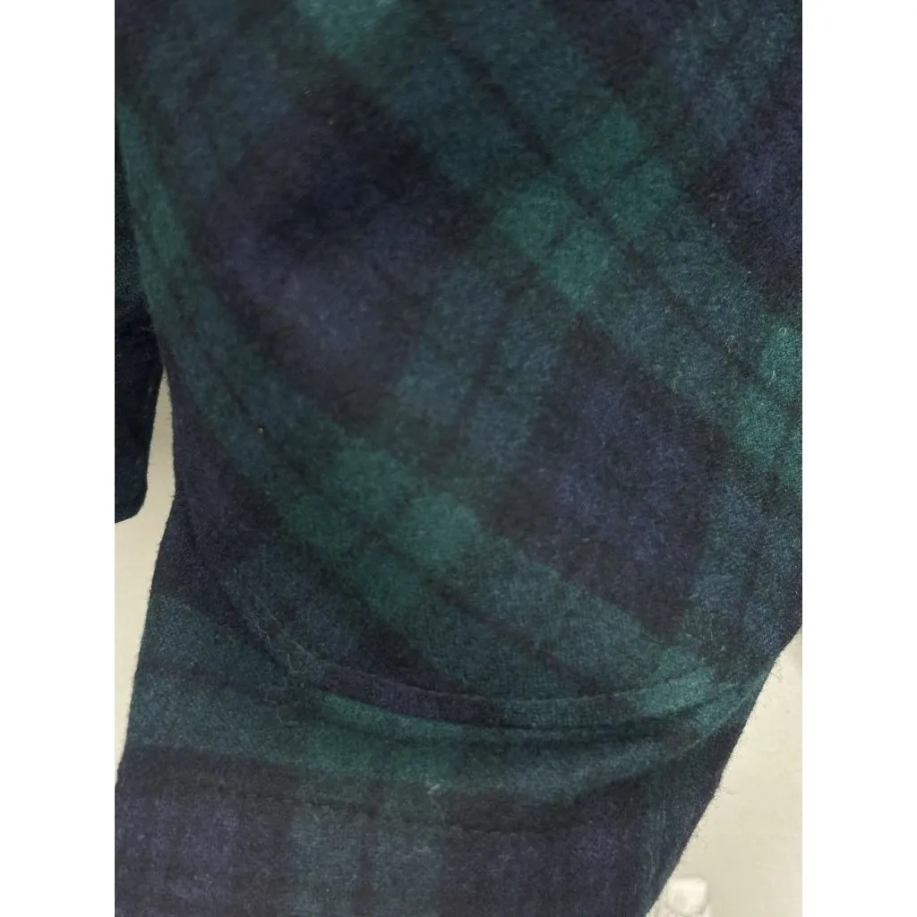 Vtg Pendleton Blazer Jacket Large Green Blue Tartan Plaid Virgin Wool Crest - Image 4