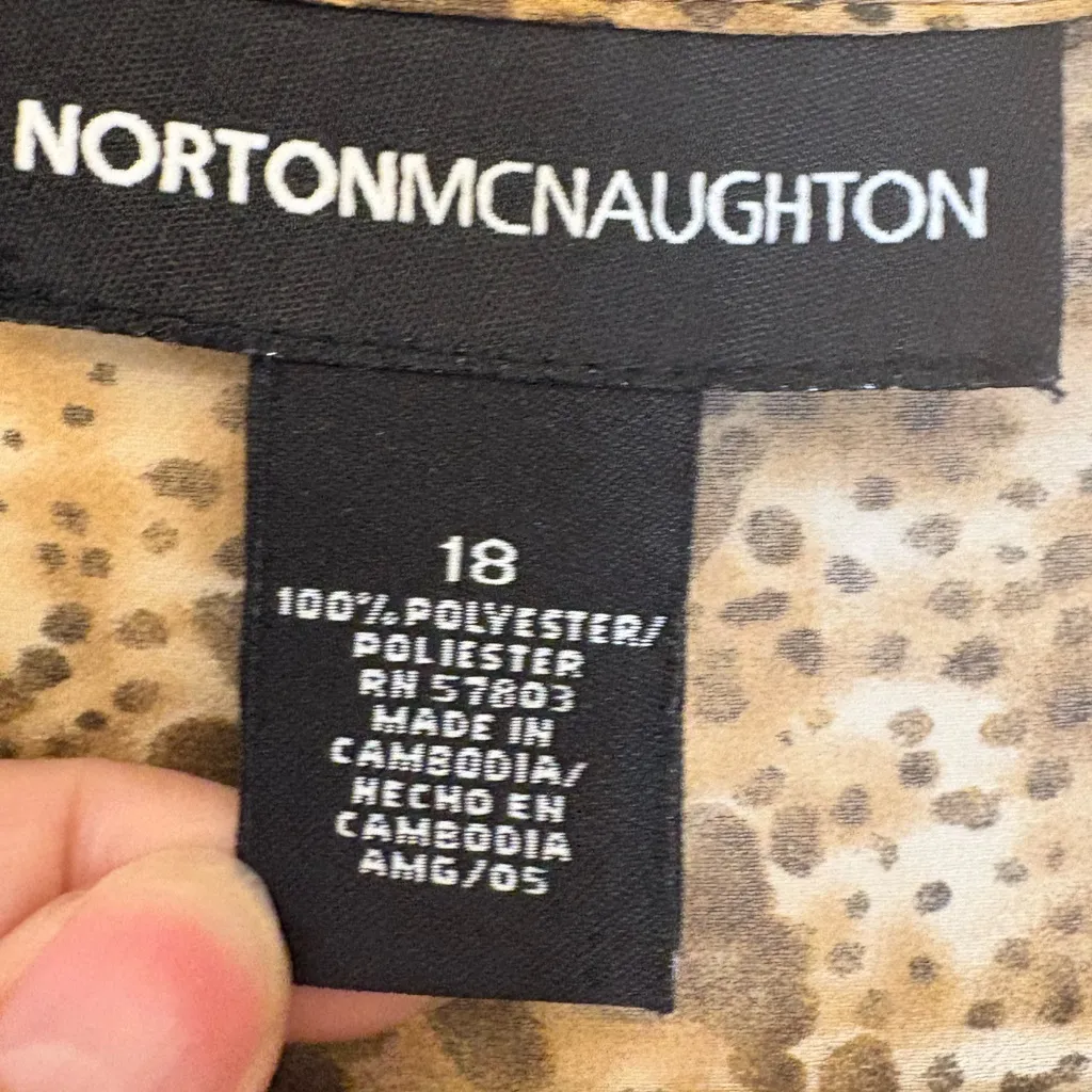 Norton McNaughton Brown Snake Leopard Cheetah Print Boho Button Down Blouse 18 - Image 3